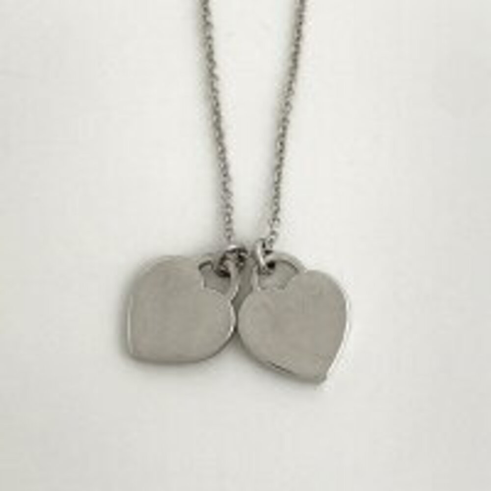 Tiffany Co to Double Heart Necklace Sterling Silver Blue - Picture 1 of 4